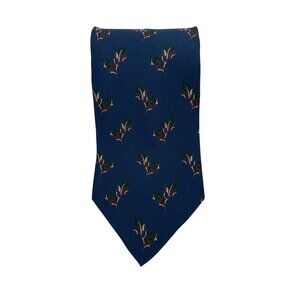 Giorgio‎ Armani Cravatte 100% Silk Holly Print Tie Blue Holiday  lightweight